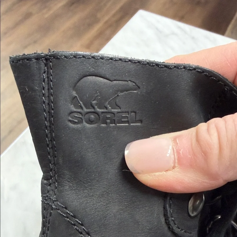 SOREL Addington Black Leather Waterproof Lace Up Women's Boots NL2360-010